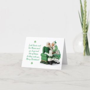 Carte de Noël de la belle Père Noël irlandaise et