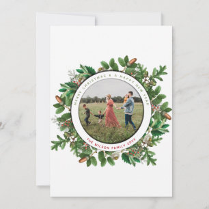 Carte de Noël de la famille de couronnes Acorn