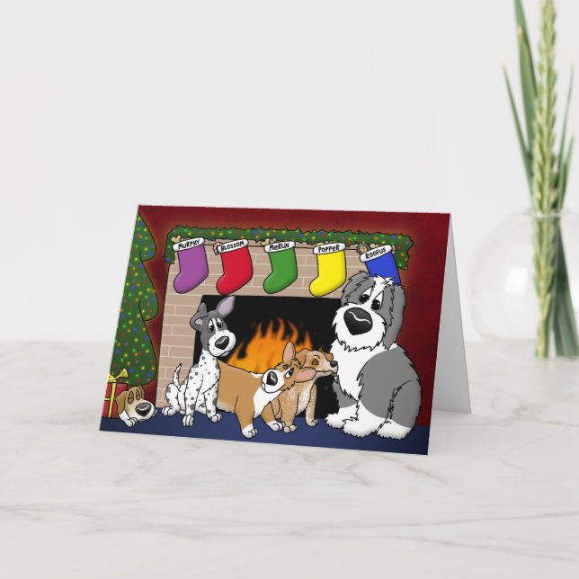 Carte de Noël de la famille des amoureux de chien  (Devant)