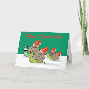 Carte de Noël de la famille des escargots amusants