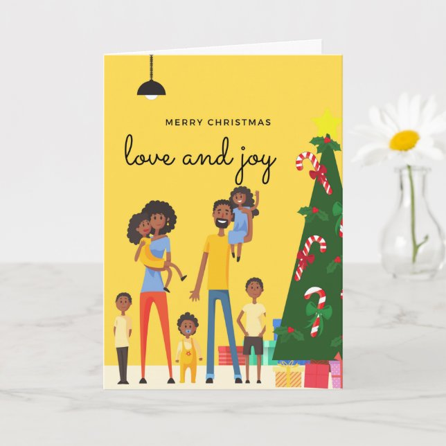 Carte de Noël de la famille noire 002 (Petite plante)