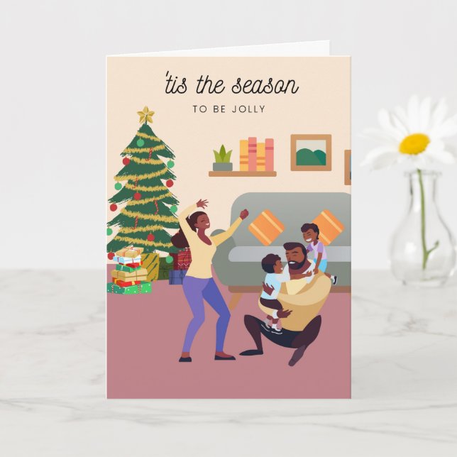 Carte de Noël de la famille noire 006 (Petite plante)