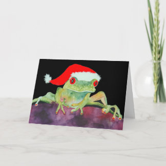 Carte de Noël de la grenouille père Noël