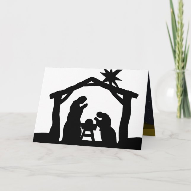 Carte de Noël de la Nativité de Dinosaur surprise (Devant)