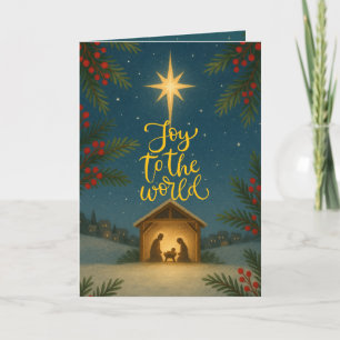 Carte de Noël de la Nativité d'hiver étoilée