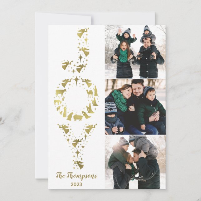 Carte de Noël de la Nativité, JOY Gold Foil (Devant)