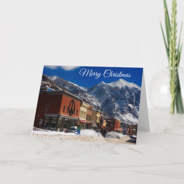 Carte de Noël de la nuit de la ville d'hiver (Devant)