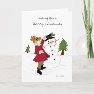 Carte de Noël de la petite fille et de l'homme des
