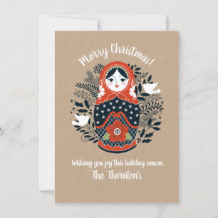 Carte de Noël de la poupée de nidification mignonn
