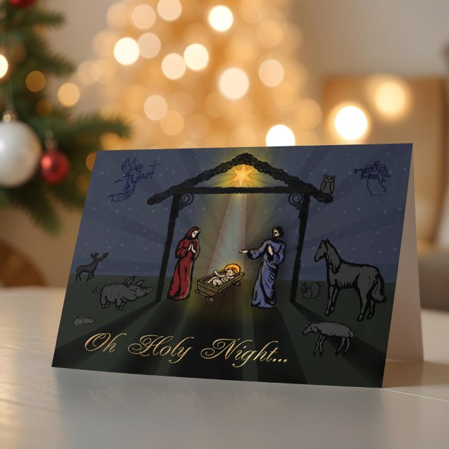 Carte de Noël de la Saint-Nativité (Oh Holy Night The Reason for the Season Christmas Card)