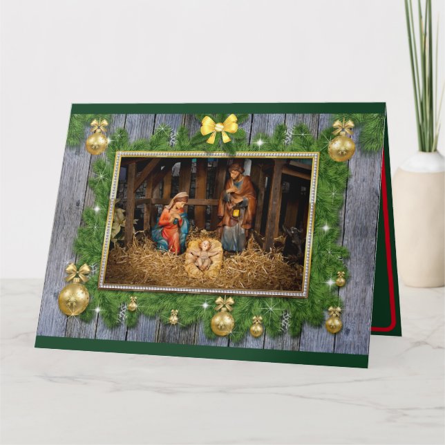 Carte de Noël de la scène de nativité personnalisé (Devant)