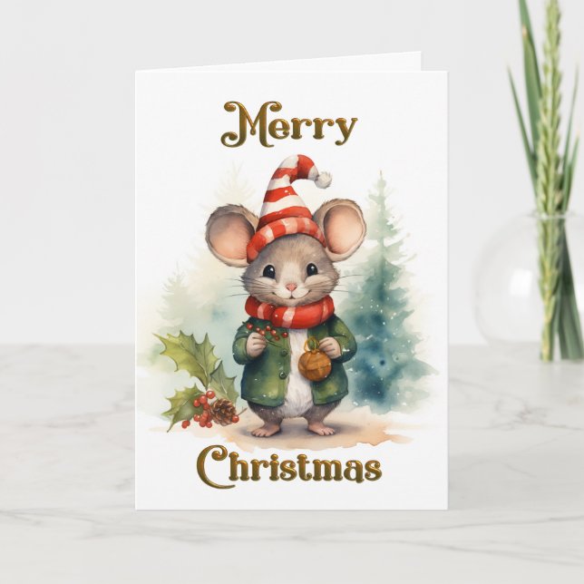 Carte de Noël de la souris Festive Whimsical (Devant)