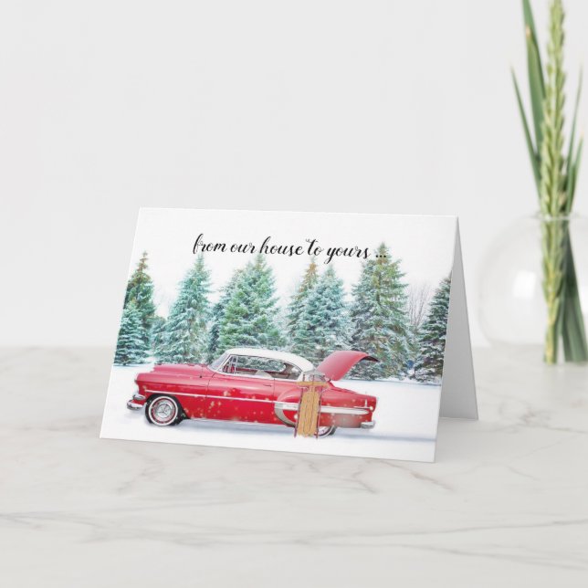 carte de Noël de la voiture classique personnalisé (Devant)