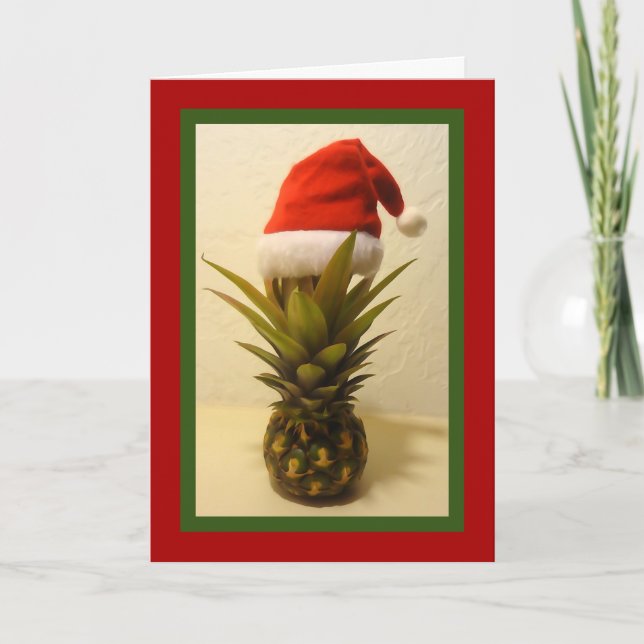 Carte de Noël de l'ananas hawaïen Santa Hat (Devant)