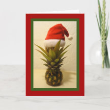 Carte de Noël de l'ananas hawaïen Santa Hat