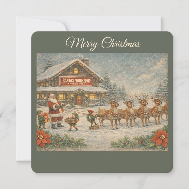 Carte de Noël de l'atelier du Père Noël  ("Merry Christmas Card")
