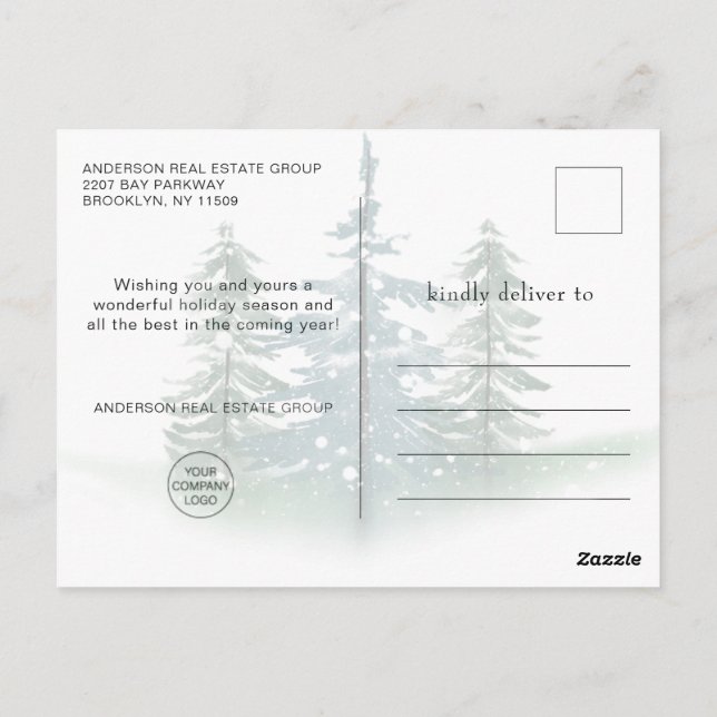 Carte de Noël de l'entreprise Élégant Pin Sylvestr (Dos)