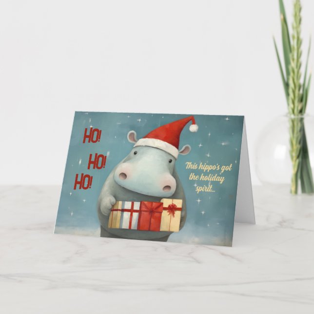 Carte de Noël de l'esprit de vacances Hippo (Devant)