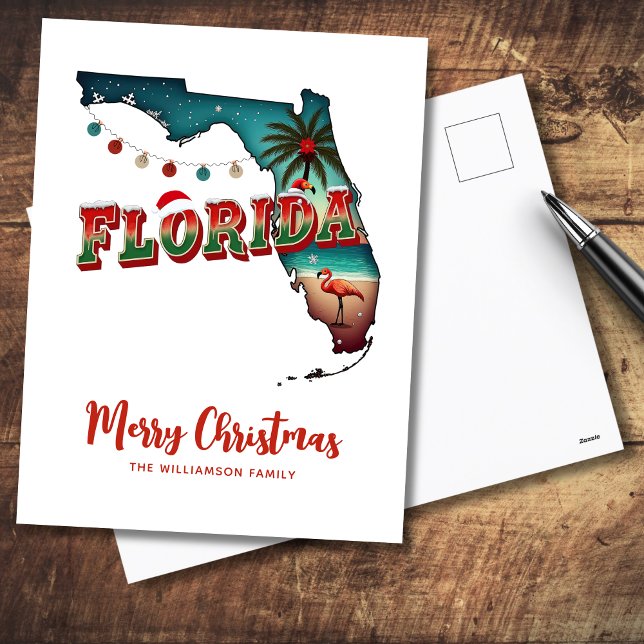 Carte de Noël de l'État de Floride (Personalize greeting and Family name,  reverse is blank for handwritten message)