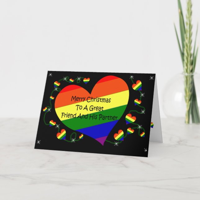 Carte de Noël de LGBT pour l'ami et son associé (Devant)