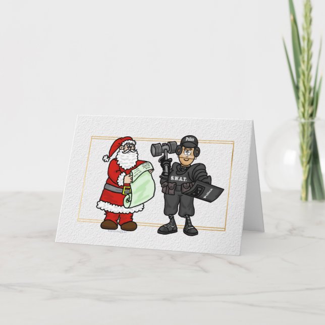 Carte de Noël de l'officier d'équipe père Noël et  (Devant)