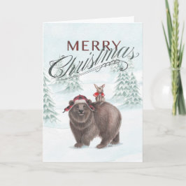 Carte de Noël de l'ours et du lapin