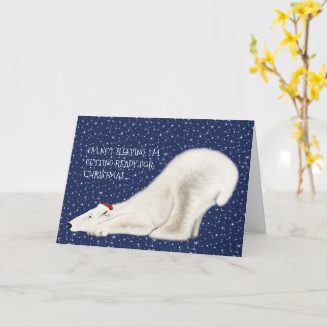 Carte de Noël de l'ours polaire endormi (Fleur jaune)