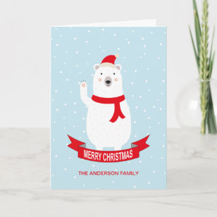 Carte de Noël de l'ours polaire mignon personnalis