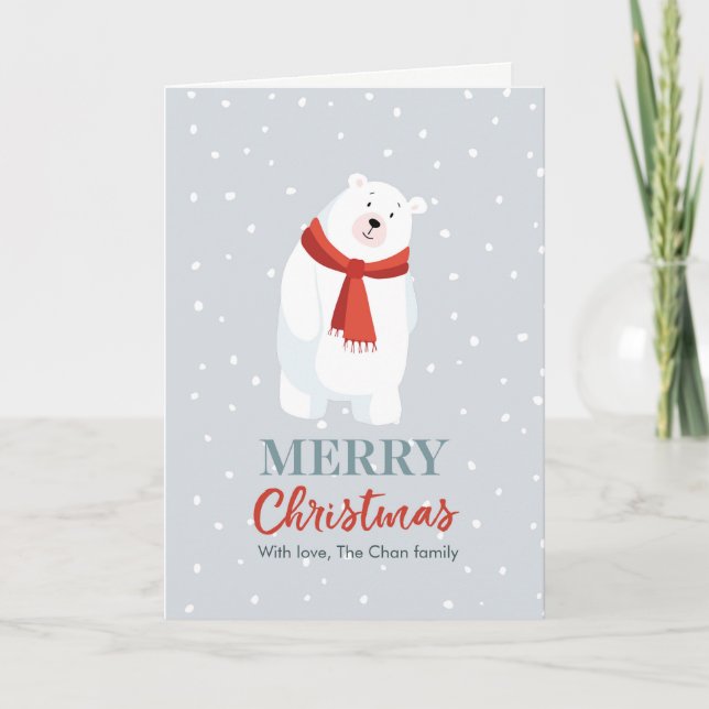 Carte de Noël de l'ours polaire mignonne (Devant)