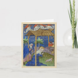 Carte de Noël de manuscrit lumineux de nativité