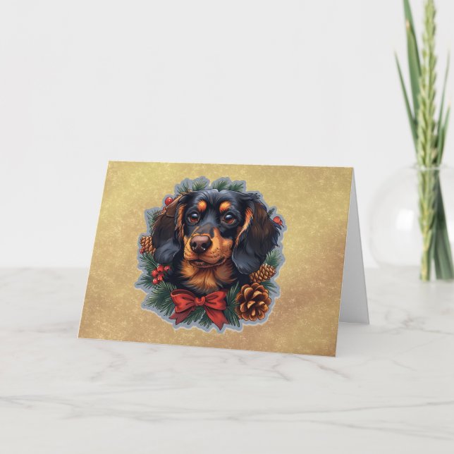 Carte de Noël de Noël Cute Dachshund (Devant)