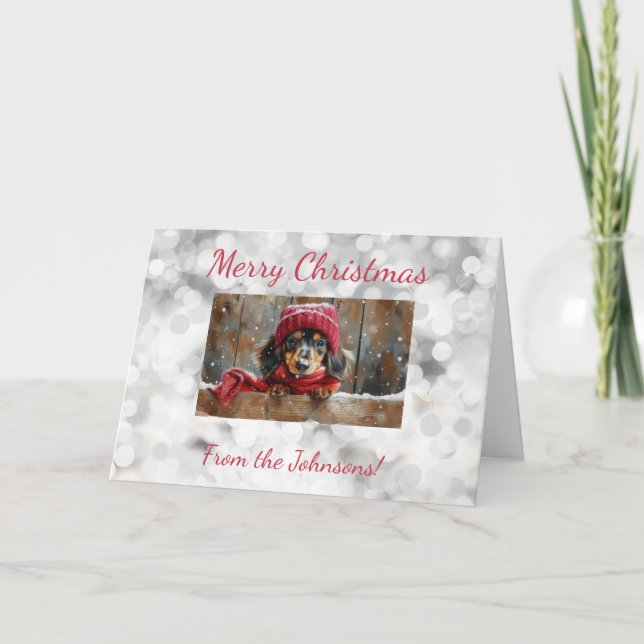 Carte de Noël de Noël de mignonne Dachshund (Devant)