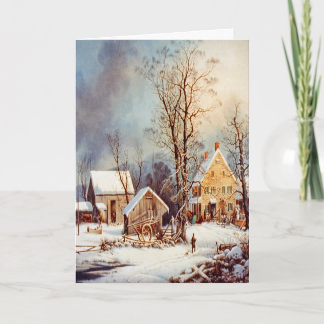 Carte de Noël de Noël de Noël de la campagne vinta (Devant)