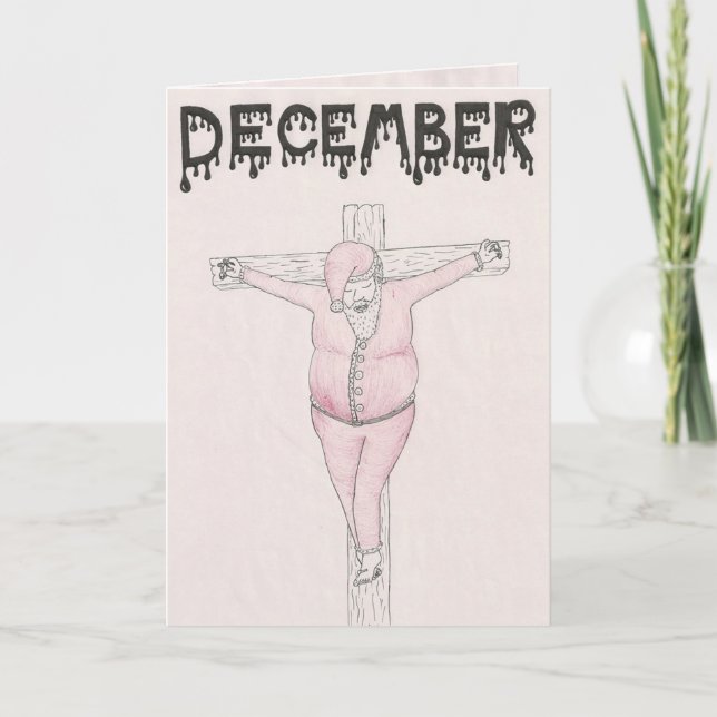 Carte de noël de Noël de Santa Claus crucifié (Devant)