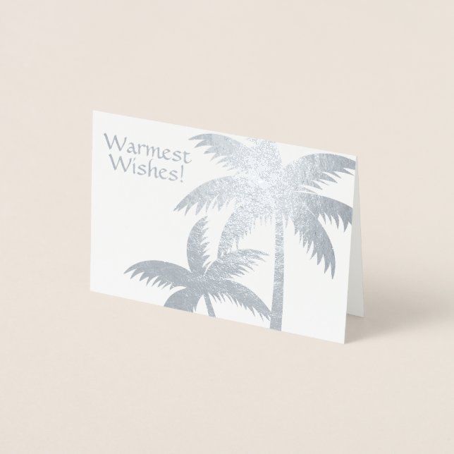 CARTE DE NOËL DE PALMIER TROPICAL FOILE D'ARGENT M (Devant)