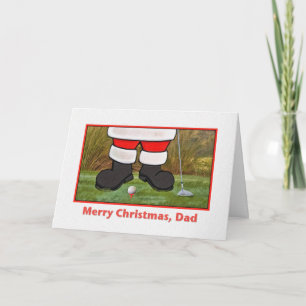 Carte de Noël de papa avec Golfing Père Noël
