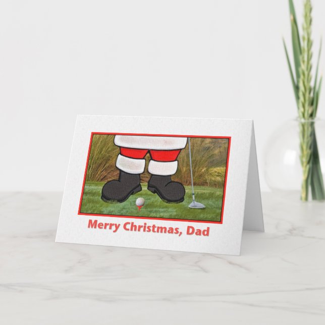 Carte de Noël de papa avec Golfing Père Noël (Devant)