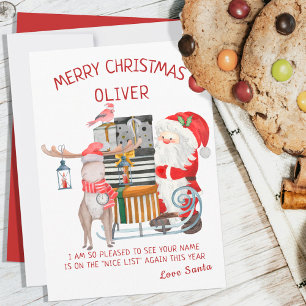 Carte de Noël de Père Noël avec Reindeer et Sleigh