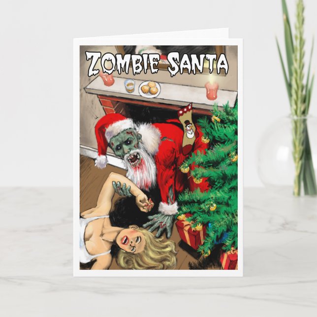 Carte de Noël de Père Noël de zombi - intérieur (Devant)