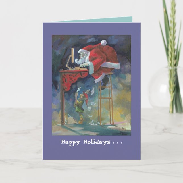 Carte de Noël de père Noël d'ordinateur (Devant)