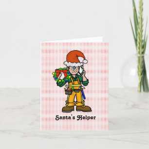Carte de Noël de Père Noël ouvrier du bâtiment
