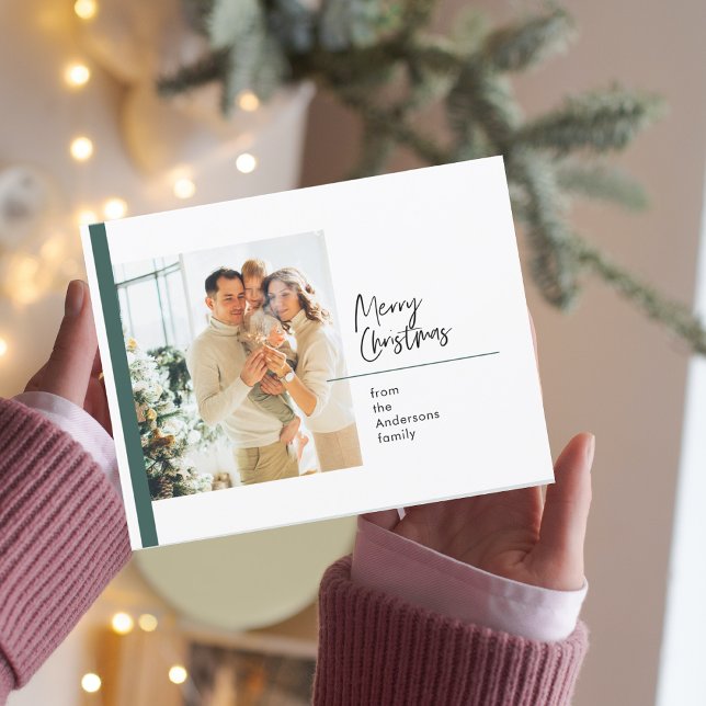 Carte de Noël de photo de famille | GreenMerry Chr (Créateur téléchargé)