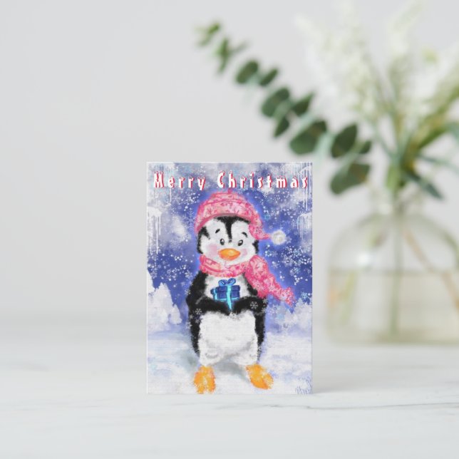 Carte de Noël de pingouin (Debout devant)