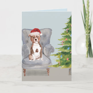 Carte de Noël de pitbull, carte de vacances avec