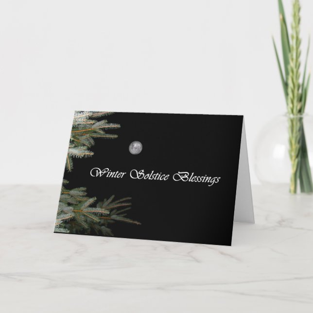 Carte de Noël de Pleine lune et de pin (Devant)