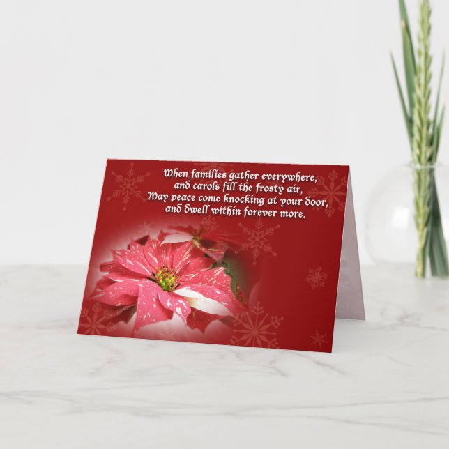 Carte de Noël de poinsettia et de poème (Devant)