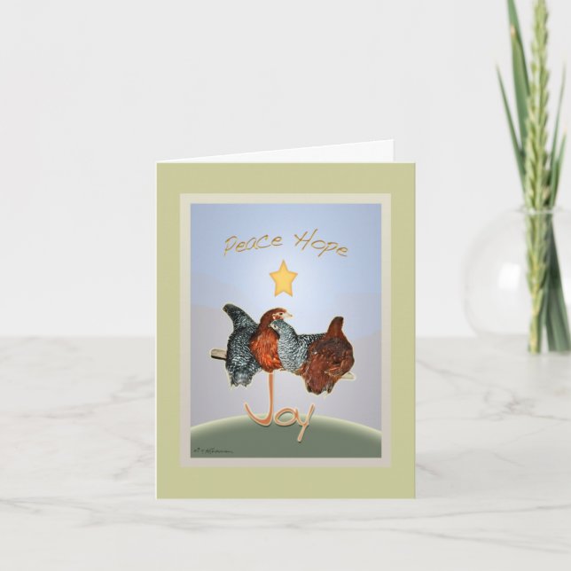Carte de Noël de poulets de jardin d'enfance (Devant)