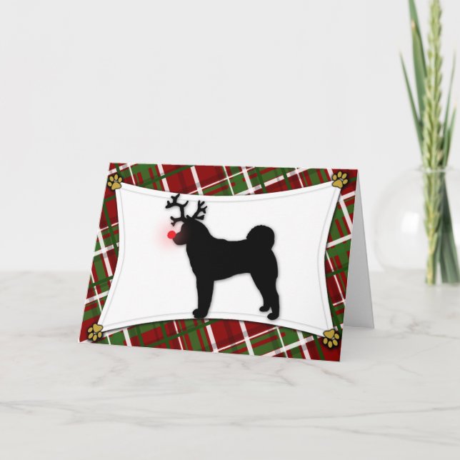 Carte de Noël de renne d'Akita (Devant)