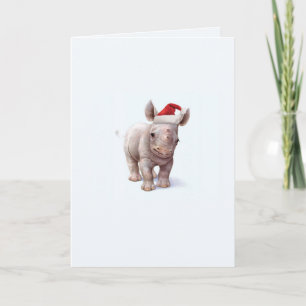 Carte de Noël de rhinocéros de bébés de zoo de