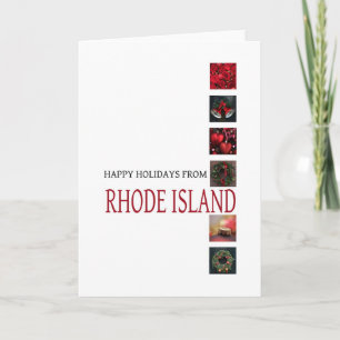 Carte de Noël de Rhode Island avec ornements